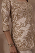 Rose gold opada silk jacket set with tissue gharara pants